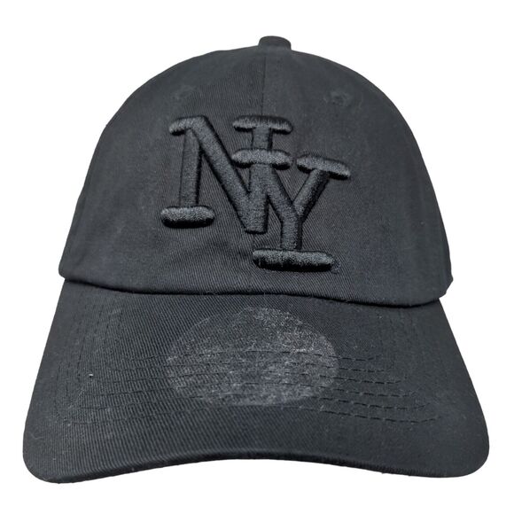 Tian Tian Men's Slideback Hat Black Embroidered NY New York Logo Cotton Blend - Picture 1 of 7